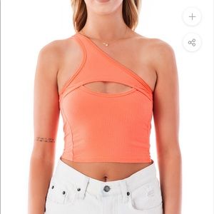 NWOT LF Stores One Shoulder Cut Out Crop Top